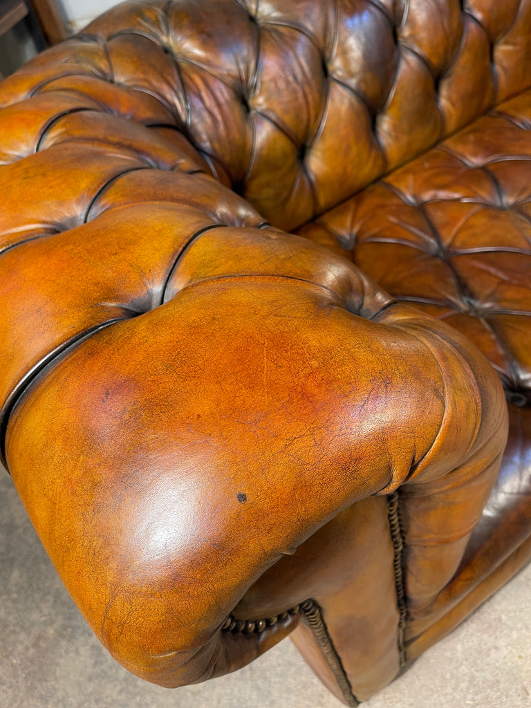 exceptional antique english victorian horse hair & sprung coil leather chesterfield sofa circa 1900