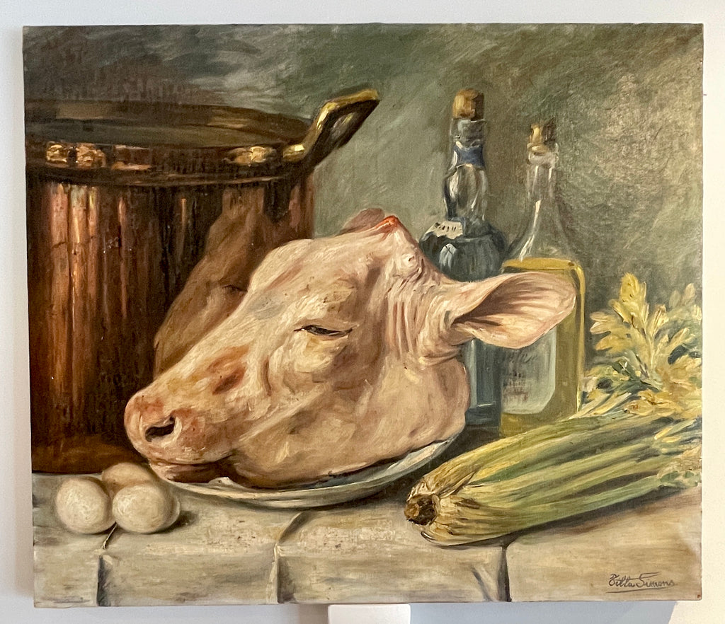 antique oil painting picture by renowned artist tilla simons 1888-1969 featured at the national federation of artists and sculptors of belgium exhibition 1938