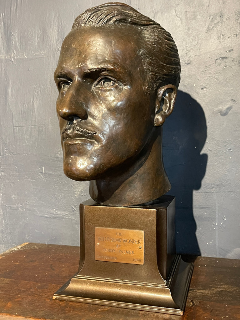 antique bronze head of footballer the withyshaw wonder