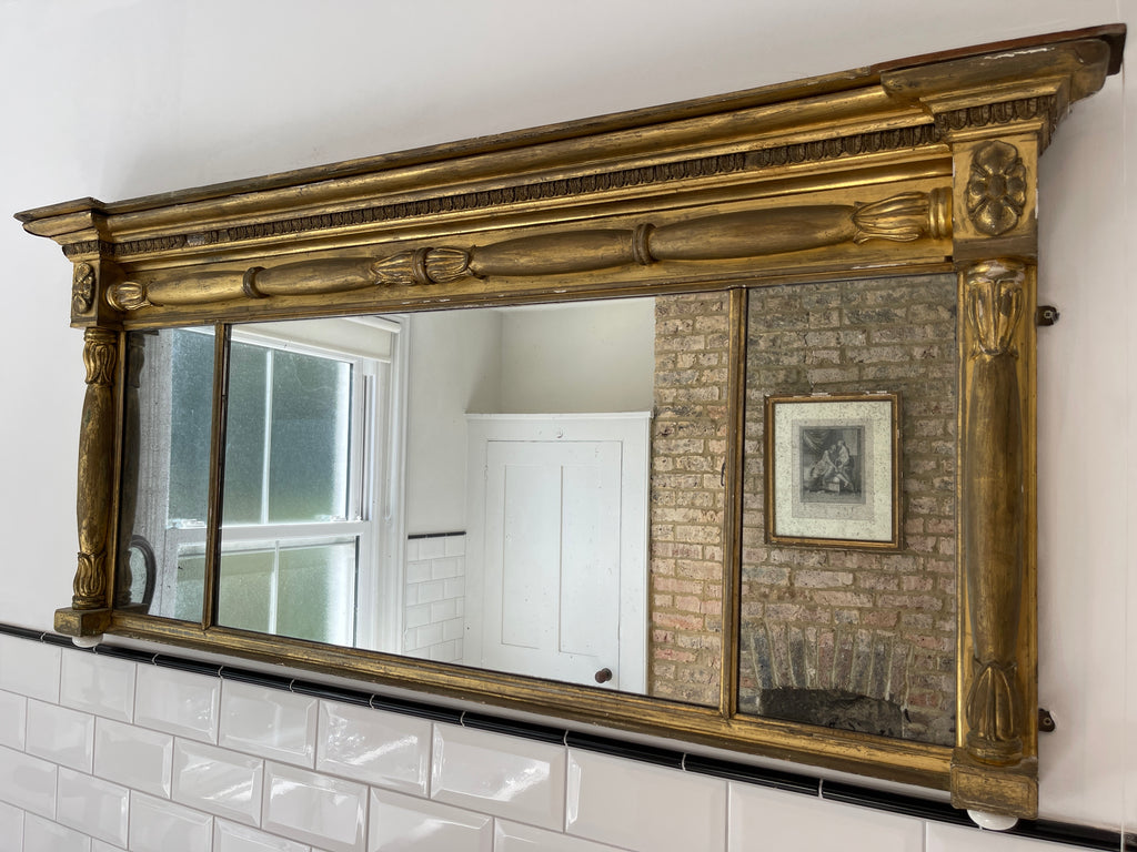 antique gilt gesso georgian triptych mirror original mercury plate