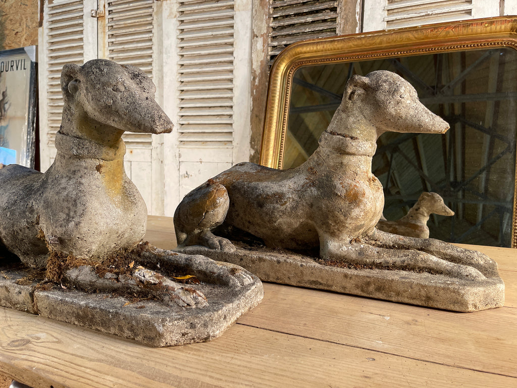 antique regency coade stone greyhound garden dogs