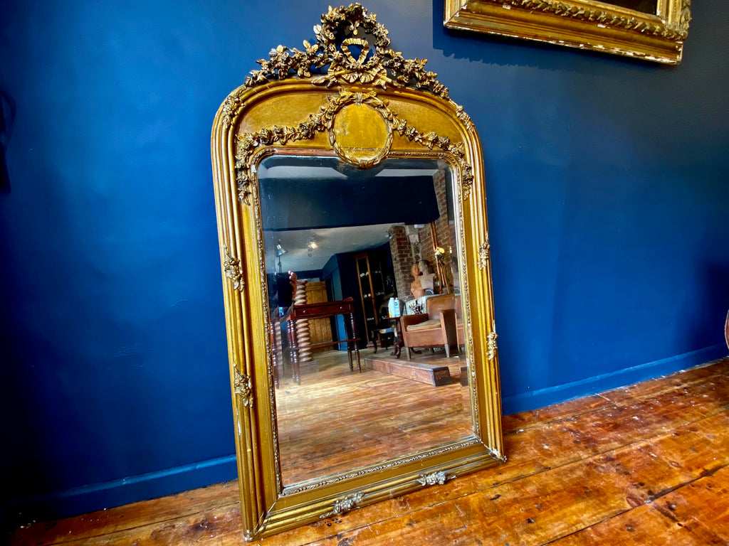large antique french gilt & gesso statement wall/floor mirror circa 1880