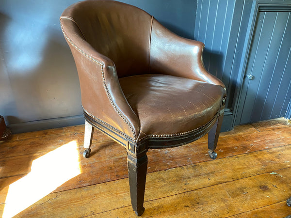 georgian antique leather tub chair