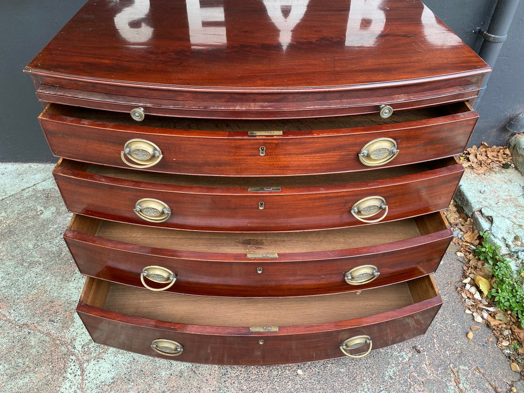 early georgian  george ii bow front chest of drawers