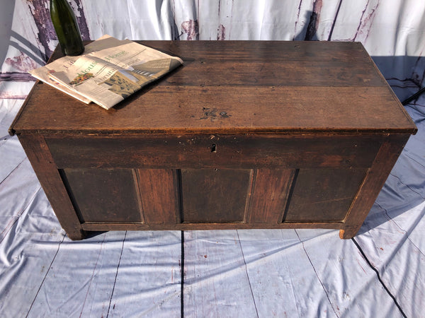 fabulous early 17th century oak boarded chest/coffer