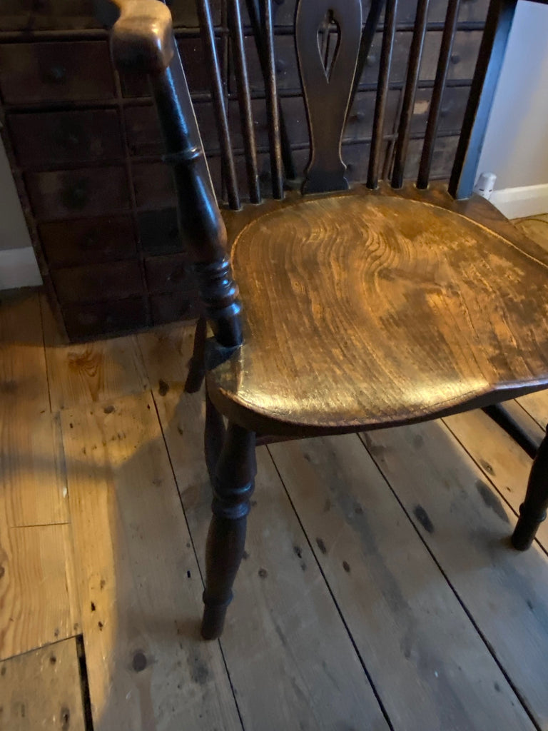 antique english elm & yew windsor armchair