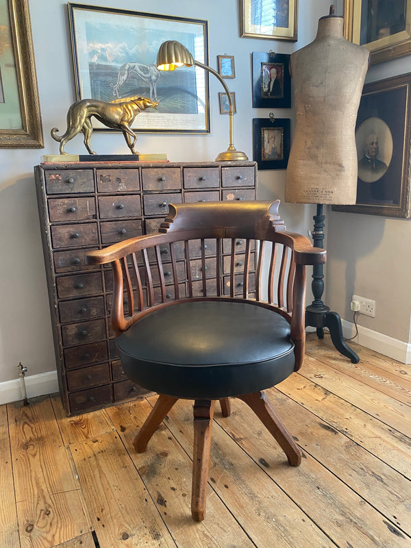 stunning victorian mahogany study/library swivel elbow chair