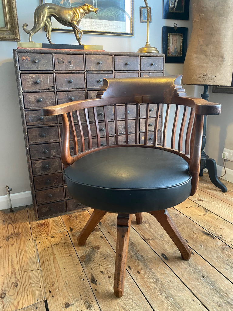 stunning victorian mahogany study/library swivel elbow chair