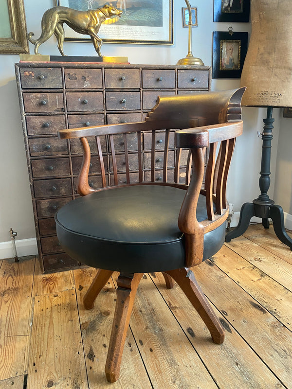 stunning victorian mahogany study/library swivel elbow chair