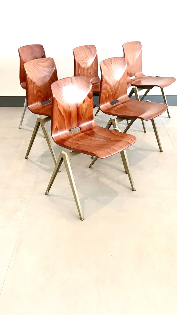 rare set of six iconic midcentury galvanitas s22 compass steel leg chairs circa 1960
