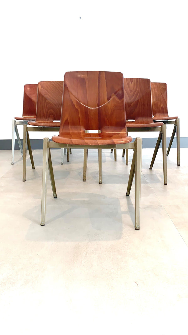 rare set of six iconic midcentury galvanitas s22 compass steel leg chairs circa 1960