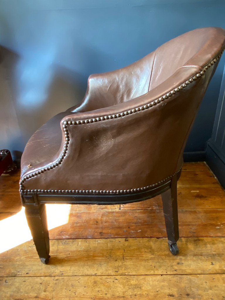 georgian antique leather tub chair