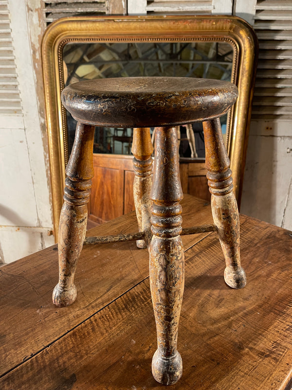 antique elm milking stool seat