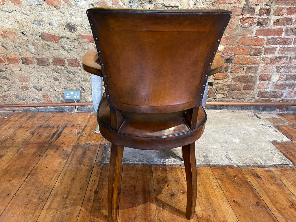 antique french leather bridge chair