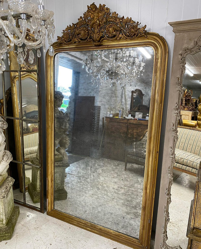 stunning large 6ft mirror antique french louis xv gilt & gesso hallway living room bedroom mirror circa 1740