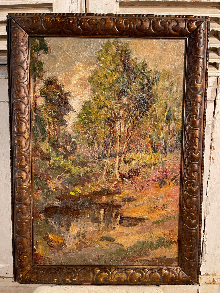 antique glasgow school of art oil painting by arthur allingham 1918