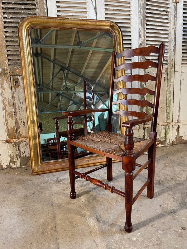 antique set of eight lancashire ladder back country chairs