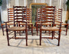 antique set of eight lancashire ladder back country chairs