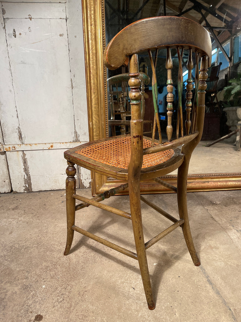 a rare pair of antique irish georgian cane mahogany provincial painted show chairs