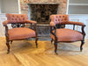 beautiful pair antique matching mahogany show chairs