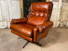 exceptional mid century danish design leather lounge swivel arm chair circa 1960