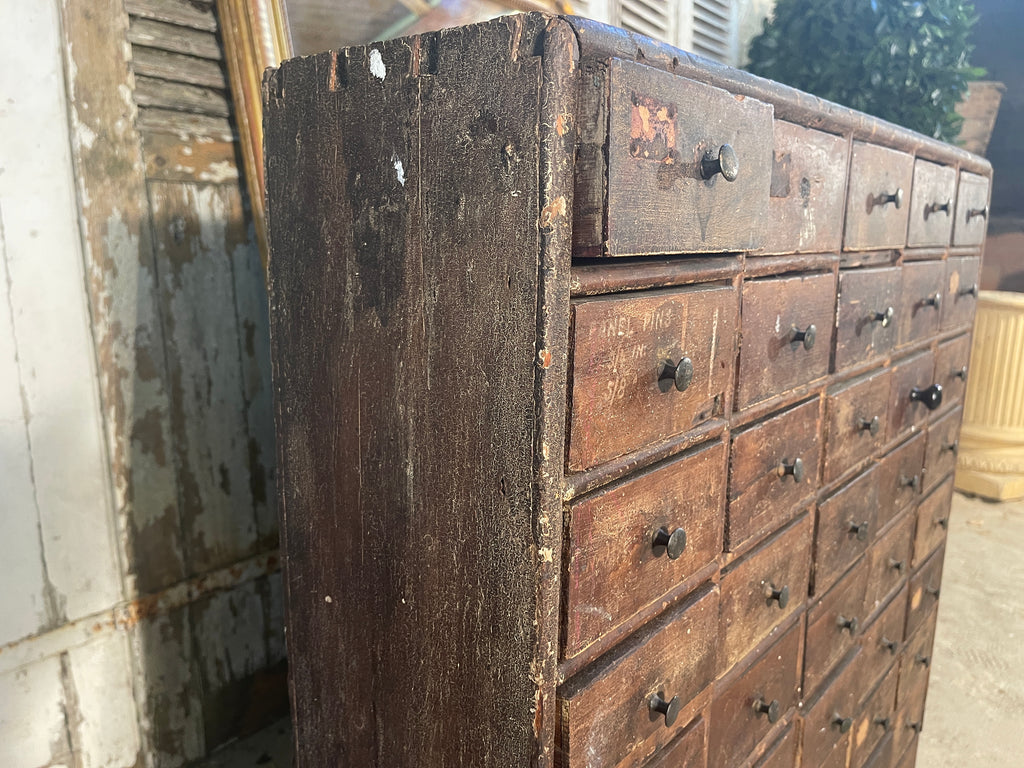 antique handmade engineers bank of drawers