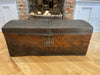 brass studded leather bound antique french chest trunk coffee table