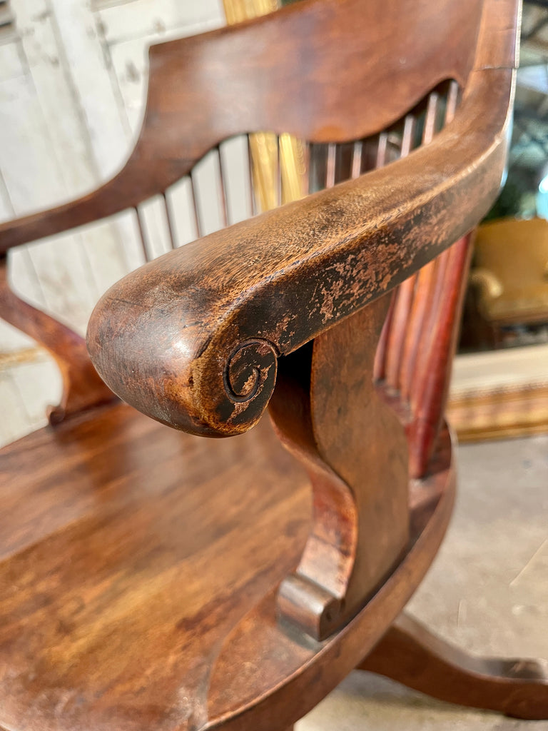 antique oak captains desk chair wm angus & co circa 1890
