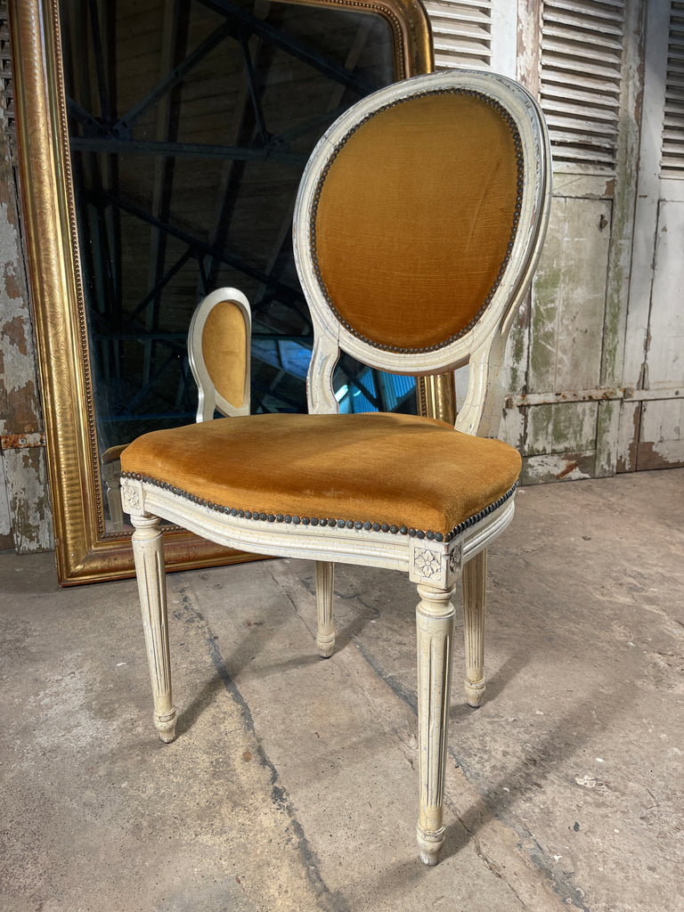 antique early french fauteuil chairs original paint