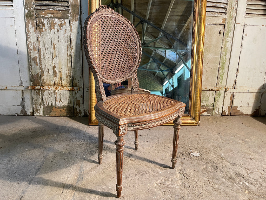 antique french cane bergere chair