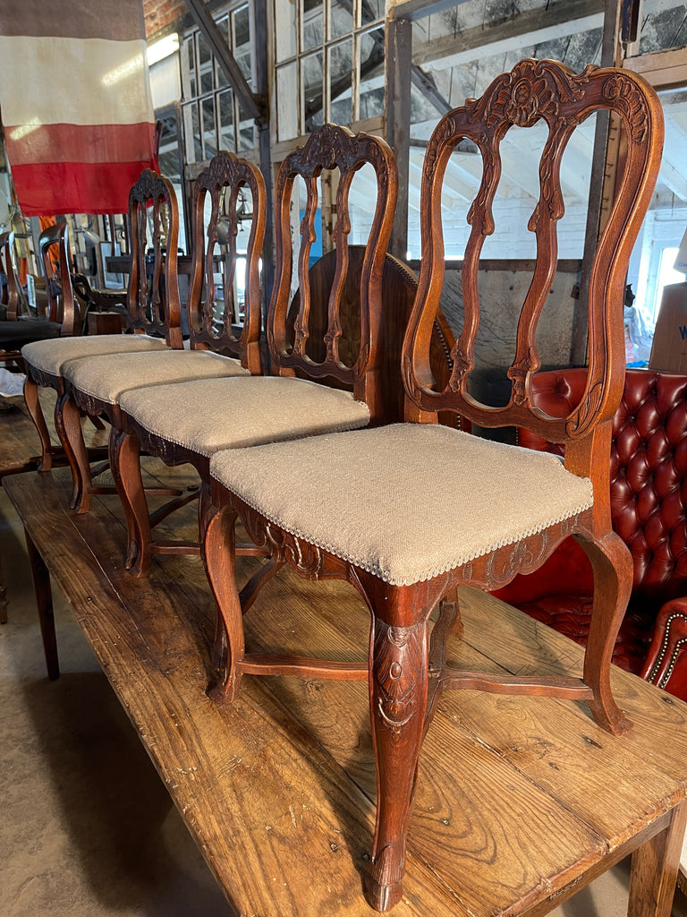 antique french provincial carved oak dining chairs circa 1860