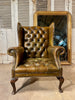 an exceptional antique georgian leather chesterfield wingback library fireside armchair