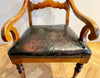 antique swedish fruitwood leather elbow chair