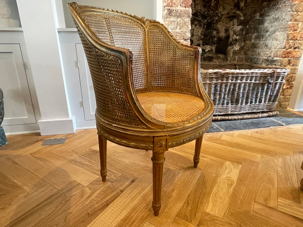 antique french louis xv gilt cane bergere chair