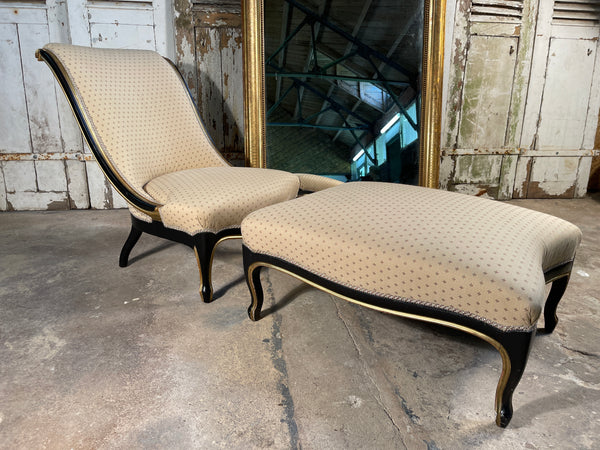 antique french ebonised day bed chair