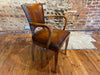 antique french leather bridge chair