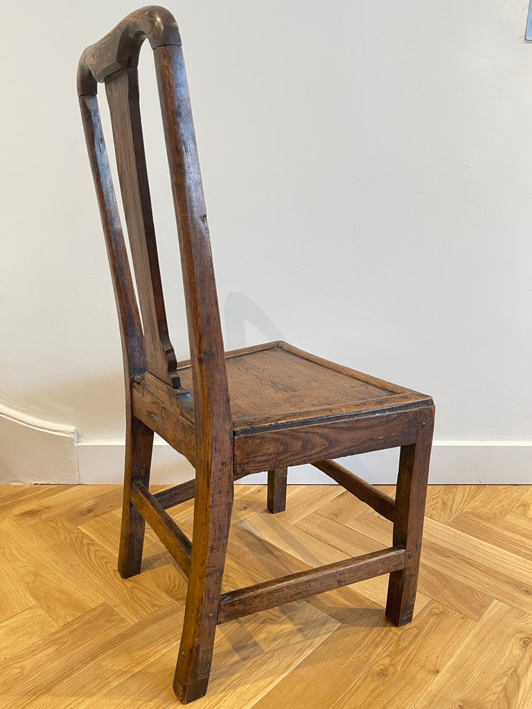 early english provincial elm stool back chair circa 1730