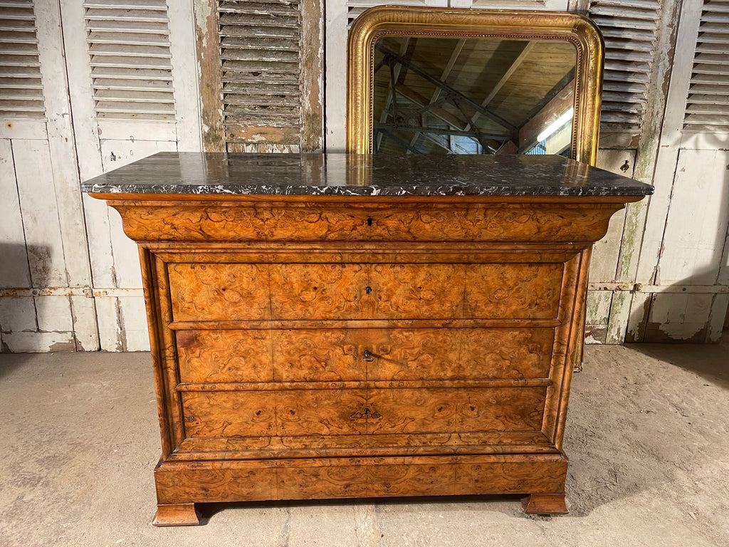 exceptional antique burr walnut marble french empire commode chest drawers circa 1830
