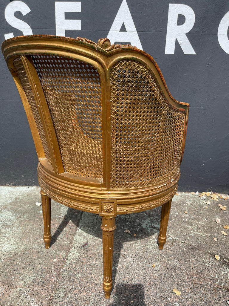 antique french louis xv gilt cane bergere chair