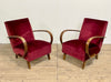 original pair of rare jindrich halabala model 410 art deco modernist burgundy velvet bentwood arm chairs circa 1930
