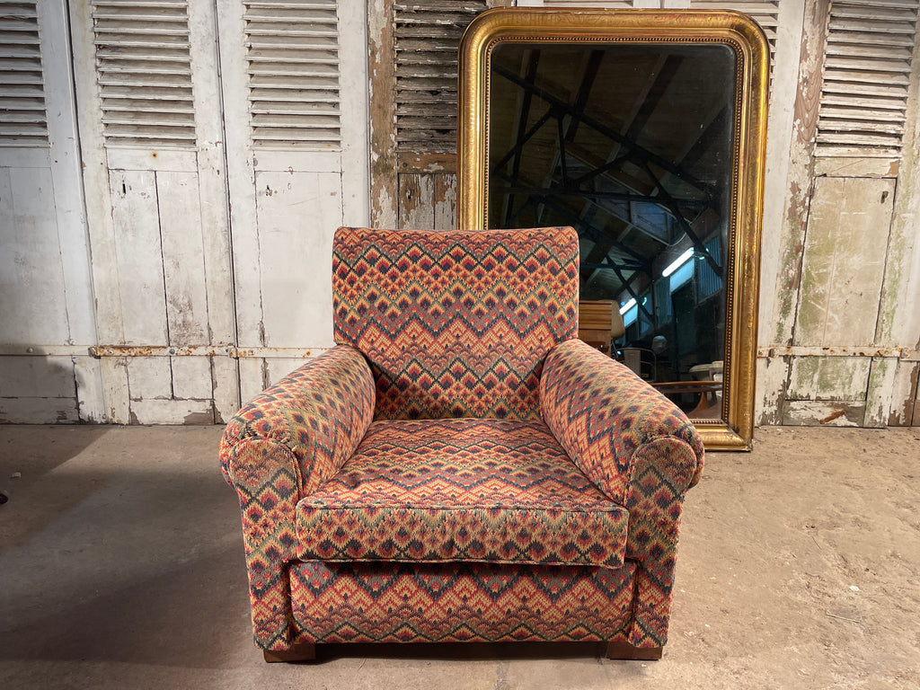 antique french club arm chair bargello upholstery