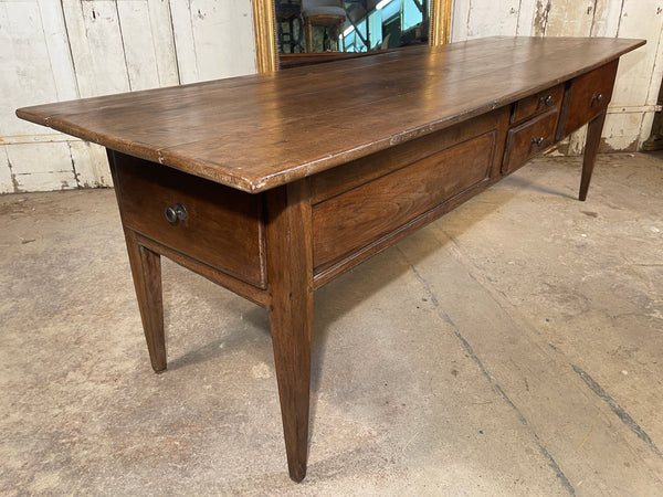 antique french provincial fruitwood four plank refectory farmhouse kitchen serving/console table circa 1810