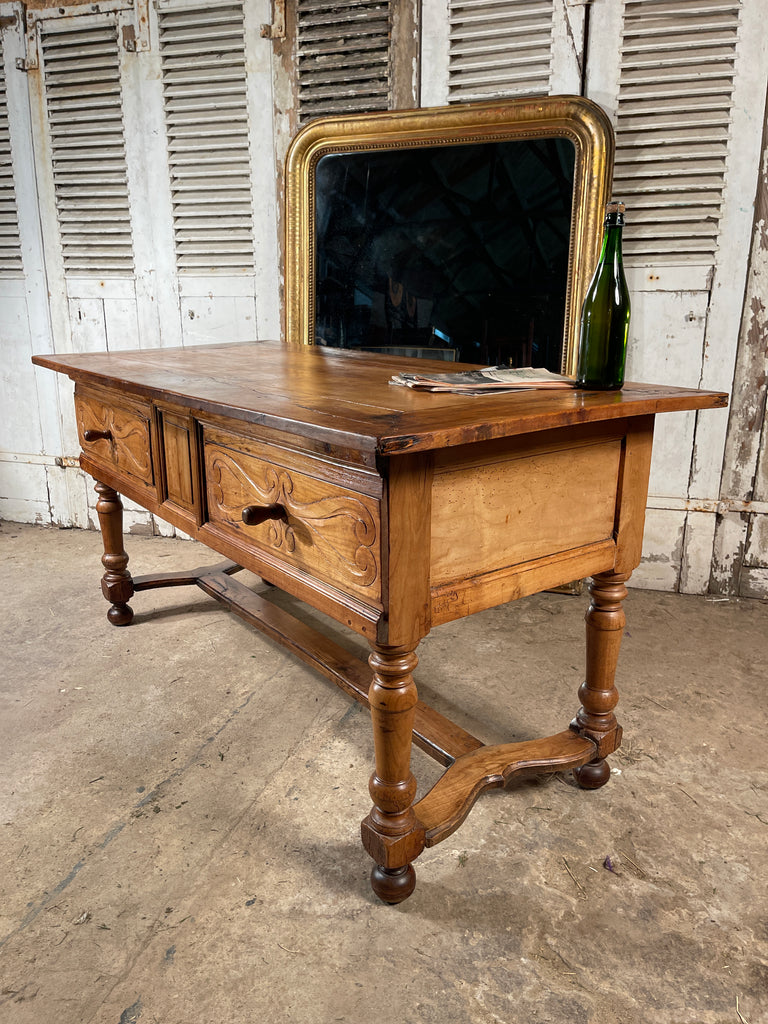 early antique french provincial château provincial elm preparation table kitchen island/console circa 1780