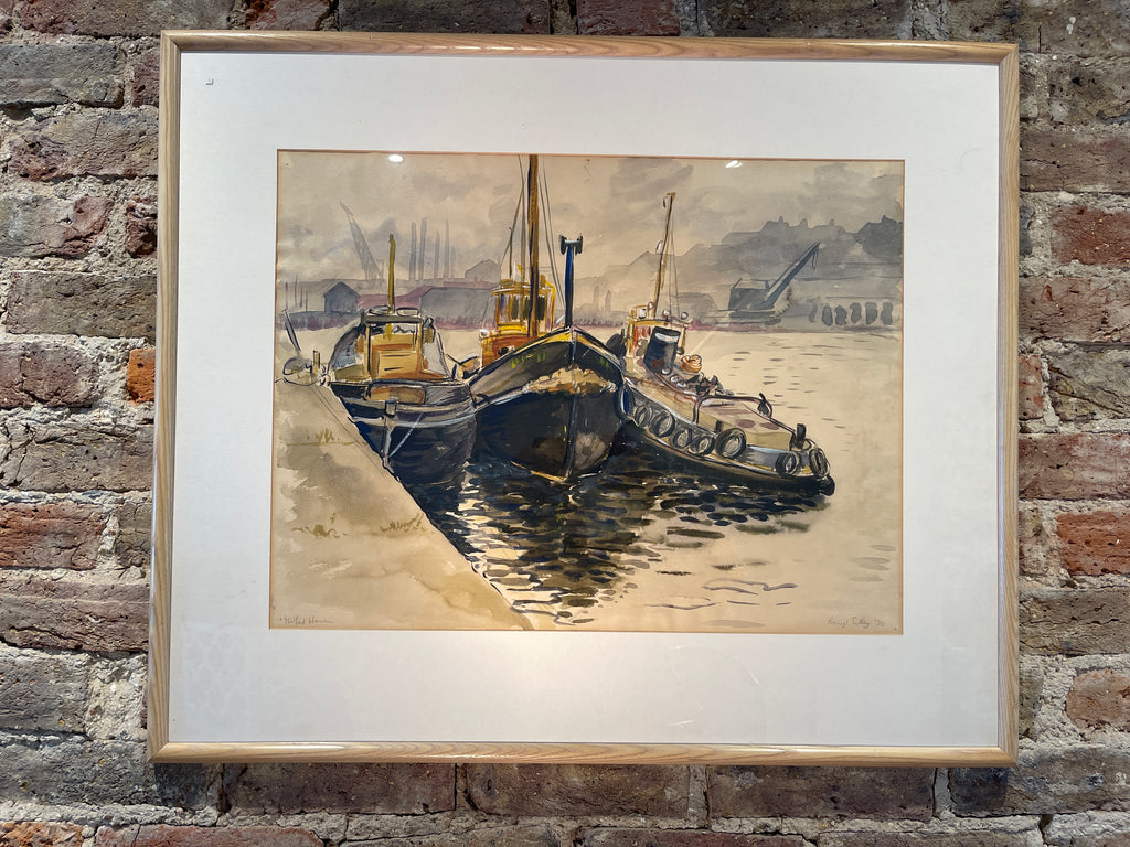 signed midcentury watercolour of milford haven by renowned postwar artist beryl tilley