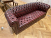 exceptional oxblood leather chesterfield antique hand dyed sofa.