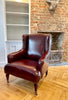 antique leather library fireside armchair circa 1840
