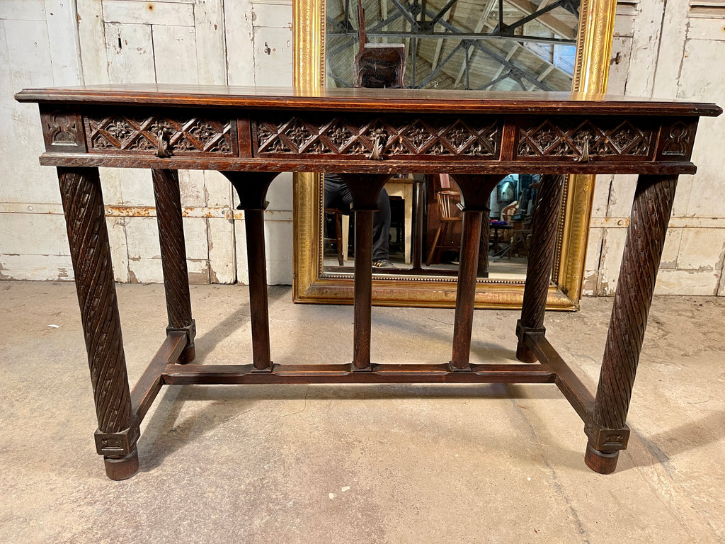 rare early antique french carved oak monastery centre console table circa 1820
