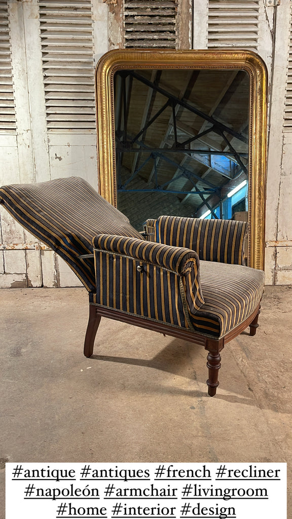 rare antique french napoleon iii recliner armchair