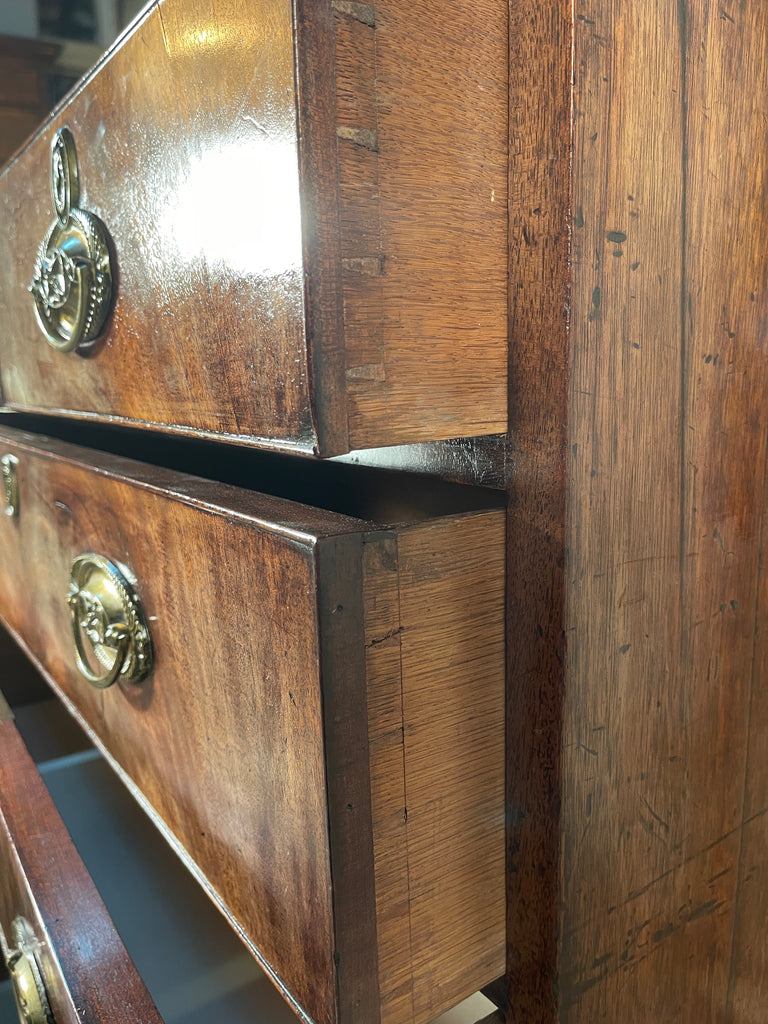 early georgian regency antique flame mahogany  chest of drawers