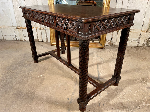 rare early antique french carved oak monastery centre console table circa 1820